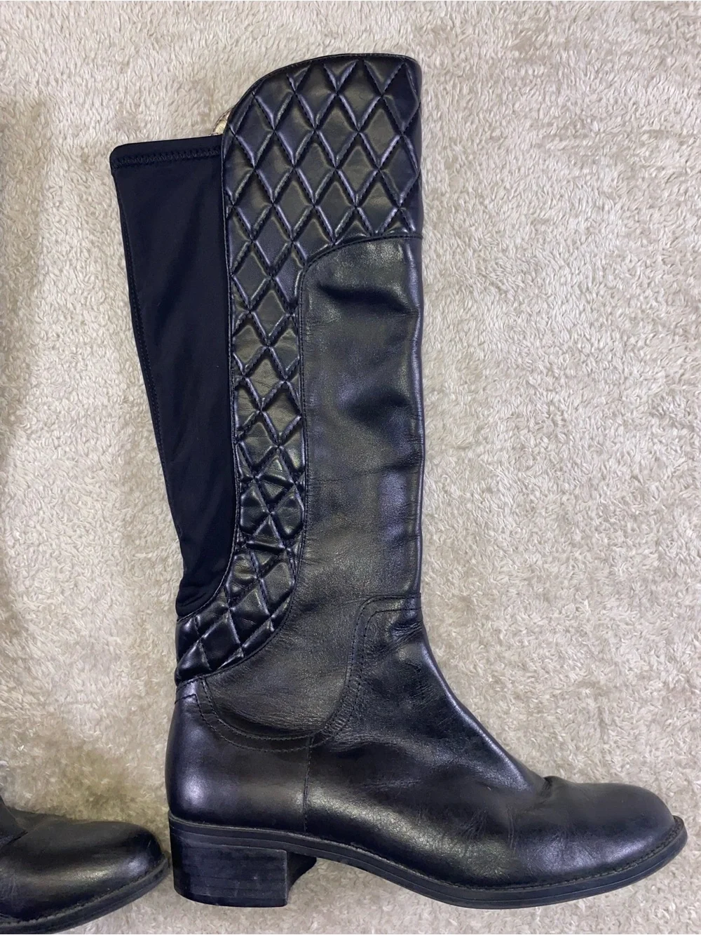 Adrienne Vittadini Black Quilted  Riding Boots size 9